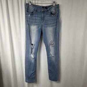 Cello Jeans Jeans Womens 18 Light Wash High Rise Skinny Distressed Denim Plus